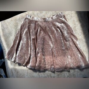 Crushed Velvet Skater Skirt in Dusty Mauve